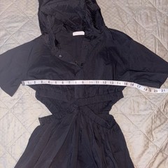 Zara Black Hooded Dress w/ Side Slits Sz 10 Midi Open Waist Flowing Lightweight