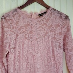 Miusol Dress Womens Large Pink Lace 3/4 Sleeve Ruffle Maxi Formal Wedding