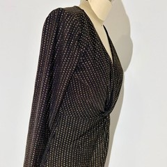 Betsey Johnson Black/Gold Goth Glam Y2K Glam Long-Sleeve Twist Front Maxi- Small