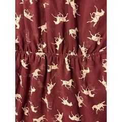 Mimi Chica Burgundy Horse Print Mini Dress Small Button V-Neck Elastic Waist