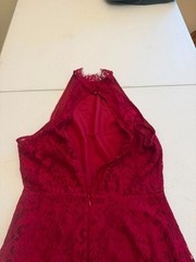 BB Dakota Womens Size 6 Burgundy Lace Halter Cocktail Dress Sheath Midi