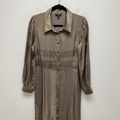 Current Air Monday Metallic Midi Button Shirt Dress Women Brown Gold Belted M