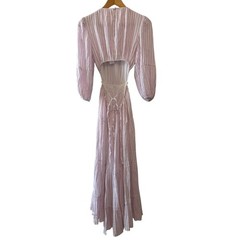 Cinq à Sept Lyle Cutout Striped Midi Dress Lilac White Cotton Blend Size 6 NWT