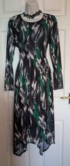Lovely stretch fabric asymmetric hem lined lightweight midi Dress sz 12