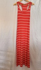 Pink Rose Women&rsquo;s M Coral/White Striped Scoop Neck Racerback Knit Stretch Maxi