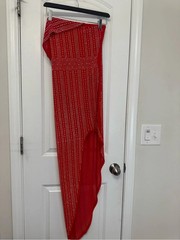 Strapless Red Beaded High-Low Dress