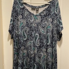 Women&rsquo;s Tahari Blue Paisley Stretch A-Line Pullover Dress -Sized 3x
