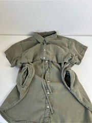 Thread Supply Olive 100% Lyocell Utility Shirt Dress Minimalist Safari Midi L