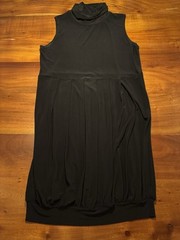 Blu Sage Black Turtleneck Sleeveless Pleat Bubble Hem Stretch Dress Sz Large