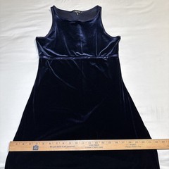 Vtg Y2K 90s My Michelle Navy Velvet Maxi L Dress Whimsigoth Witchy Stretch EUC