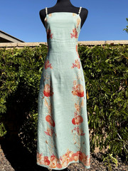 Caroline Constas SZ S Mint green/Multi shells print Squared neck Midi Dress-NWT