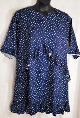 women&rsquo;s Cherfly blue dotted swing dress ruffles sizes X large short slvs v neck