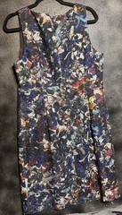 Chetta B Abstract Multicolor Eyelet Dress Size 14 Career Church Party Work