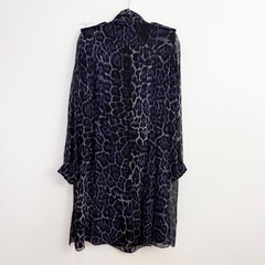 Carolina Herrera Silk Leopard Print Tie Neck Sheath Dress Purple Black Size 14