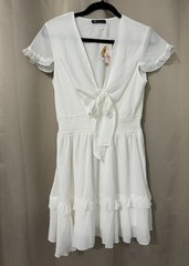 PrettyGarden Lace Up Waist Fashion Dress Female Solid Color V Neck