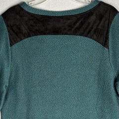 Soft Surroundings Dress PXL Green Black Contrast Cuffed sleeve Rounded hem Midi