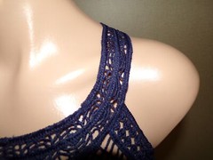 Merokeety Navy Blue Crochet Trim Dress Size Small Womens Sleeveless Viscose NWT