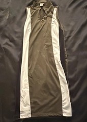 Beware Olive & White Colorblock Mock Neck Sleeveless Half Zip Shift Mini Dress 8