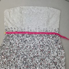 Retrofête White Silver Strapless Sequin Kameron Embellished Mini Dress Large
