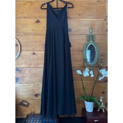 NWT Lulus Romantically Speaking Black Cowl Lace-Up Maxi Dress Wedding Prom Sz L