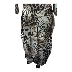 Giorgio Armani Dress Women XS Silver Black Jersey Knit Leopard Animal Print Mini