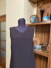 GIANFRANCO FERRE STUDIO DARK BROWN CREPE PENCIL SLEEVELESS DRESS-IT 42,UK 10