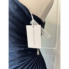 Saints & Secrets Navy One Shoulder Pleated Midi Dress Waist Ring Detail Cutout