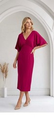 Aidan Matrix Womens Pink Dolman Sleeve Midi Dress Size 4 Tie Back Party Event