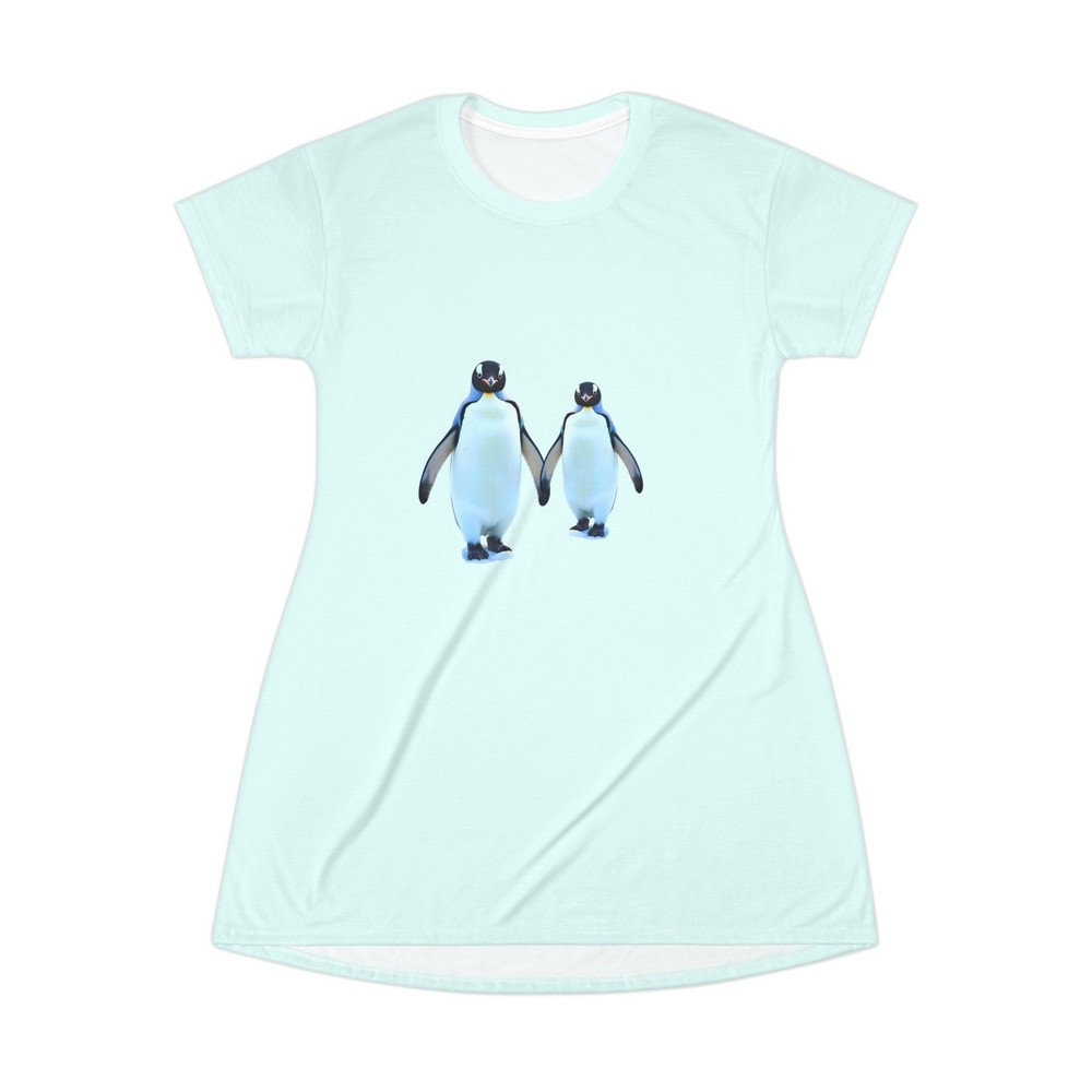Holding Hands Penguin T-Shirt Dress | Cute Penguins Women&rsquo;s Casual Dress