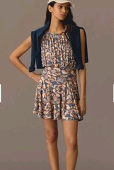Daily Practice Blue & Orange Cinched Knit Active Mini Dress, Size L