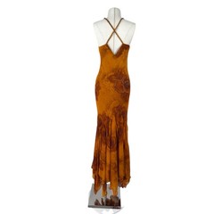 Custom Hand Beaded Chiffon Dress Maxi Gown Handkerchief Hem Open Back Dress