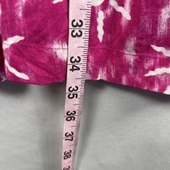 Jennifer Moore Mini Dress L Button Up Pink Block Print Beach Coastal Relaxed