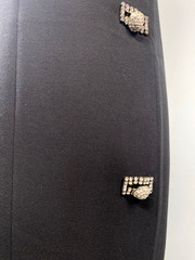 TERI JON Vintage Dress SIZE 6 SMALL black sheath high neck LBD rhinestone