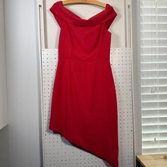 Hutch Cocktail Dress Women&rsquo;s Medium Red Asymmetric Hem Classic off-The-Shoulder