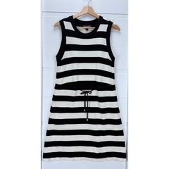 Johnston & Murphy Womens Black White Striped Cotton Sleeveless Knit Dress S