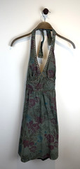 Vtg NWT Y2K Guess Floral Halter Grunge Rock Green Halter Grommet Mini Dress S
