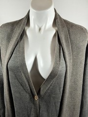 Layered Sweater Dress Womens 40 Crea Concept Brown Knit Button Front Avant