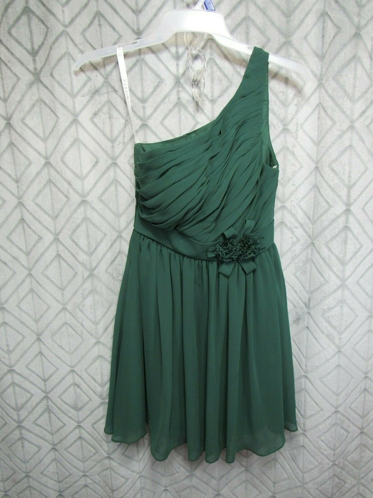 Azazie Dress Size S- M Green One Shoulder Sleeveless Side Zipper Lined Formal