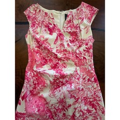 NWT Adrianna Papell Pink Floral Ruched Sheath Dress 4P Summer Wedding Guest