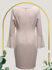 Calvin Klein Bell Split Sleeve Sheath Aline Midi Dress Blush Pink Party 6P