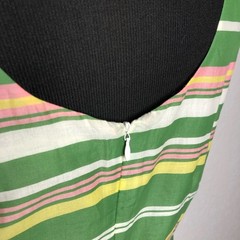 Boden green white yellow pink striped sleeveless fit flare dress size 8R