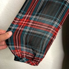 Draper James black red green plaid tie neck flounce shift dress size Small NWT