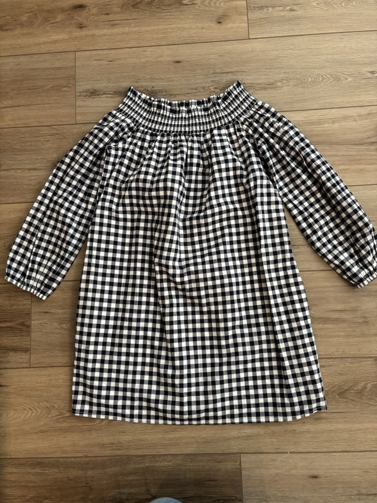 Abercrombie & Fitch Black/White Gingham Shift Smocked Dress S