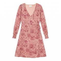 VILA Clothes Violika Pink Raspberry Medallion Print Wrap Midi Dress | EU 36