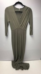 Mother Bee Women&rsquo;s Size S Sage Green Dress Maxi Long V Neck Maternity 3/4 Sleeve