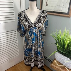 Vintage She&rsquo;s Cool Dress Womens Large Blue Boho Babydoll Retro Y2K Festival Chic
