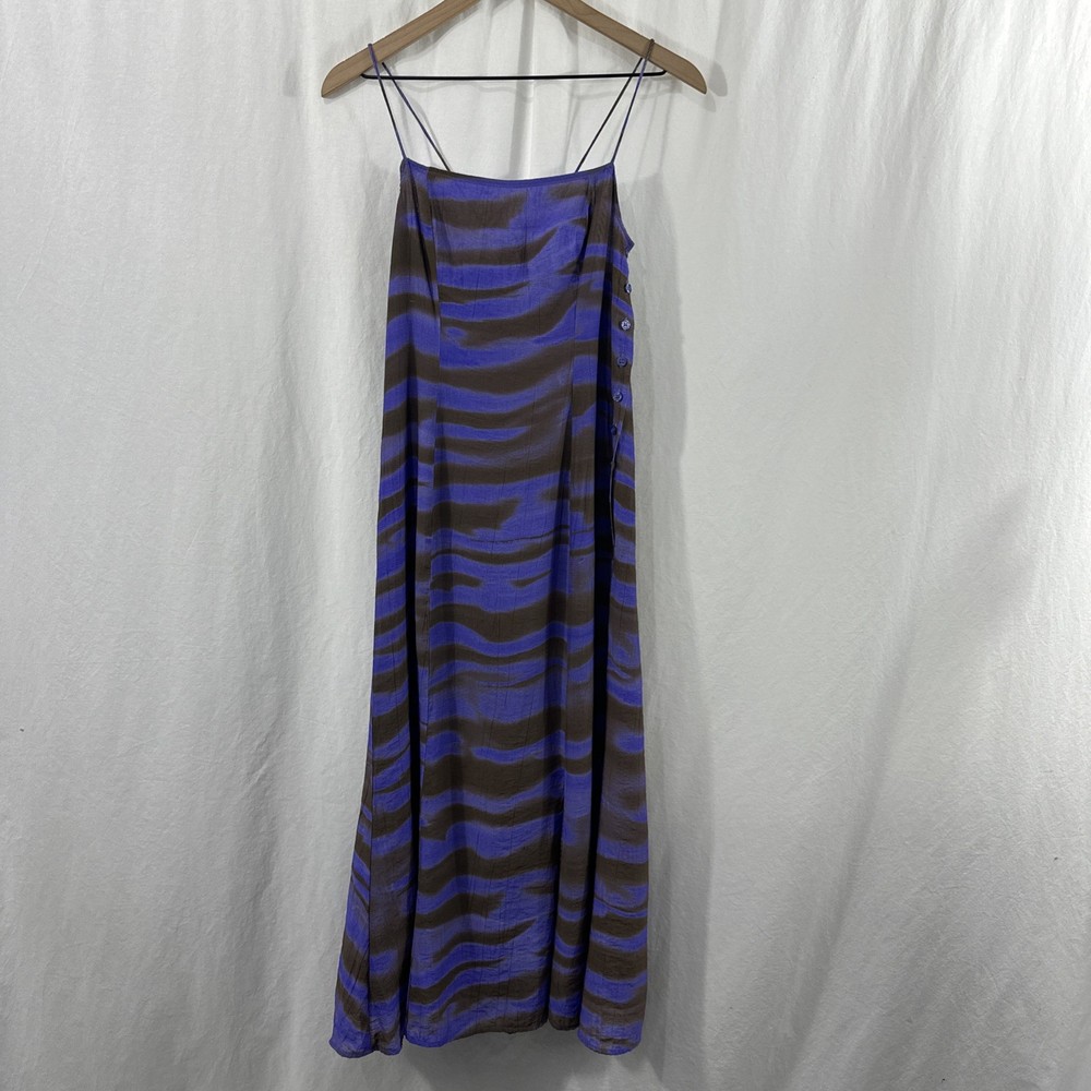 Samsoe Samsoe Annah Iris Tide Strappy Side Button Midi Dress Womens Size S