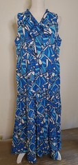 Sail to Sable Nautical Flag Maxi Dress Womens sz M Blue White Tiered STS Cotton