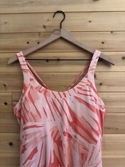 Title Nine Large Peach Abstract Built In Bra Yes Active Stretchy Dress Pockets