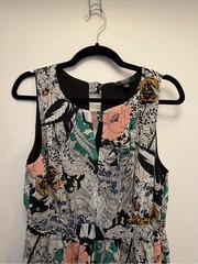 NWOT ModCloth Floral Botanical Fit & Flare Dress Keyhole Sleeveless Women&rsquo;s L